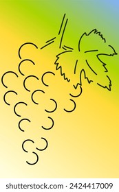Sketch of grape wine with leaf on colored background