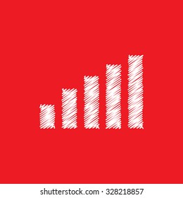 Sketch graph on red background.