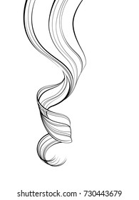 Sketch graphic women's beautiful curly hair. Vector template. Hair isolated over white background
