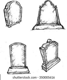 Sketch Grave Stone Set-Collection Of Spooky Blank Tomb Stone