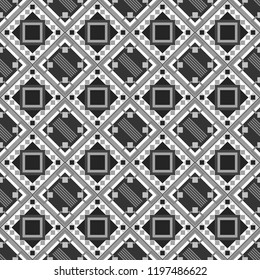 Sketch in gray, black and white colors. Abstract mosaic vector background. Geometric seamless pattern. Design elements.