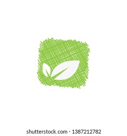 Sketch green box and leaf logo icon