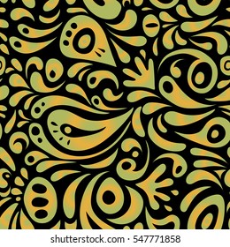 Sketch in green and yellow colors. Vector illustration. Vivid repeating floral - For easy making seamless pattern use it for filling any contours.
