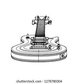 Sketch of Guitar. Guitar icon. Guitar line drawing. Outline of guitar vector