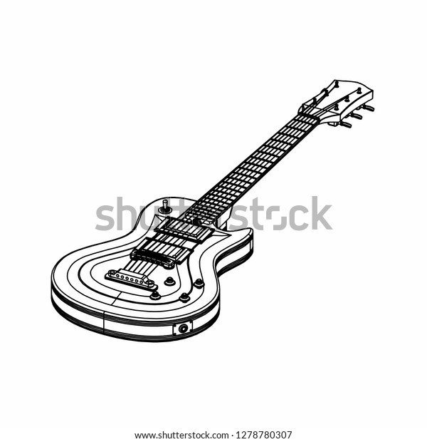 Sketch Guitar Guitar Icon Guitar Line Stock Vector Royalty Free 1278780307