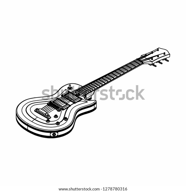 Sketch Guitar Guitar Icon Guitar Line Stock Vector (Royalty Free ...