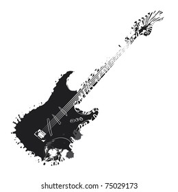 Sketch of a guitar with a skull