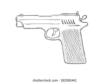 sketch of the gun on white background, isolated