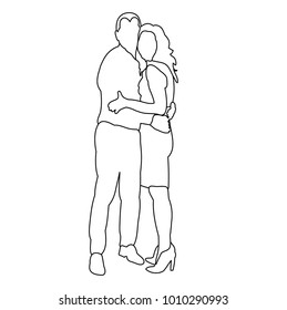 sketch of a guy with a girl hugging