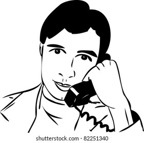 sketch of a guy talking on the phone