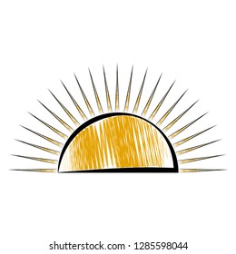 Sketch of a half sun icon. Vector illustration design