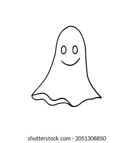 Sketch of a Halloween ghost. Vector element for design.