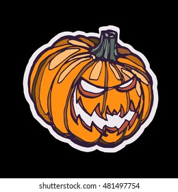 Sketch Halloween Pumpkin Jack. Vector illustration.