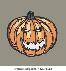 Sketch Halloween Pumpkin Jack. Vector illustration.