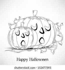 Sketch of Halloween pumpkins on abstract grey background, can be use as flyer, banner or poster for night parties.  