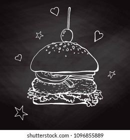 Sketch of a hamburger isolated. Vector illustration