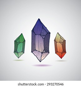 Sketch hand drawing crystal, vector