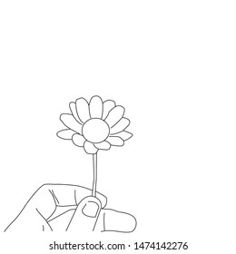 Sketch Hand Drawing Hands That Hold Flowers Illustration Line Art