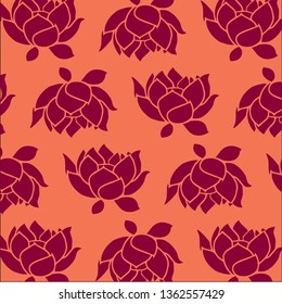 sketch hand drawing of wild leaf and flowers for Indian tradition kalamkari style textile printing, vector illustration