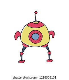 Sketch hand drawn cartoon rocket. Vector illustration.