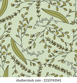 Sketch Hand Drawn Doodle Simple Abstract Floral Seamless Pattern 