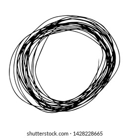 Sketch Hand drawn Ellipse Shape. Abstract Pencil Scribble Drawing. Vector illustration.