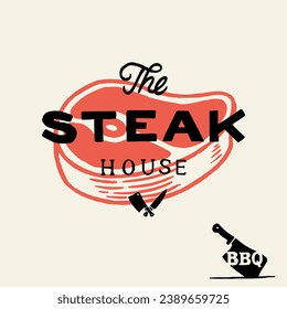Sketch hand drawn Grilled meat steak. Doodle illustration.