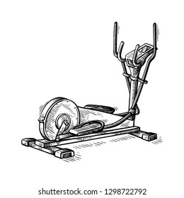 sketch hand drawn gym equipment machine elliptical vector illustration