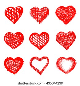 Sketch of hand drawn hearts set, template design element, Vector illustration