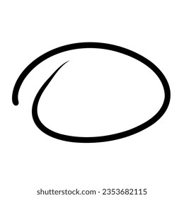 Sketch hand drawn highlight oval frame. Doodle marker highlight scrawl circle frame. Highlighting text and important object. Round scribble frame. Stock vector illustration isolated on white.