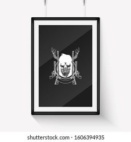 Sketch hand drawn hunter skull
