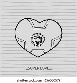 Sketch hand drawn illustration of a love heart Valentine's day