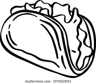 Sketch hand drawn illustration of taco. Mexican fast food. . Vector illustration