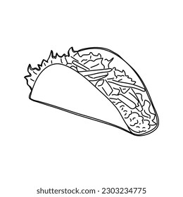 Sketch hand drawn illustration of taco. Vector.