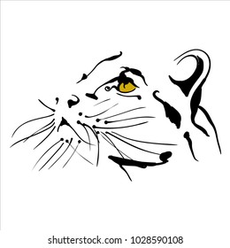 Sketch Hand Drawn Leopard Head