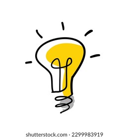Bombilla dibujada a mano, icono de idea