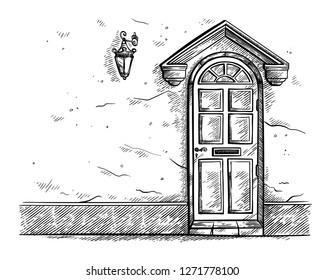 Blackandwhite front door isolated sketch set Door sketch hand drawn  room door opened and closed sketch icon set isolated  CanStock