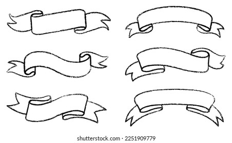 Sketch, hand drawn ribbon banners.