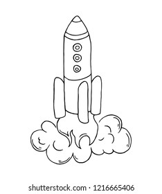 Sketch hand drawn rocket icon. Vector illustration.