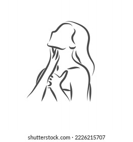 Sketch, Hand drawn, single line art women use for logo poster and background