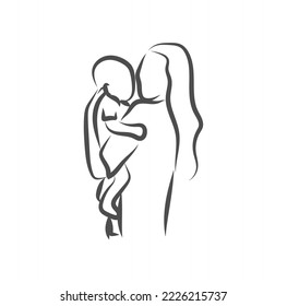 Sketch, Hand drawn, single line art women use for logo poster and background