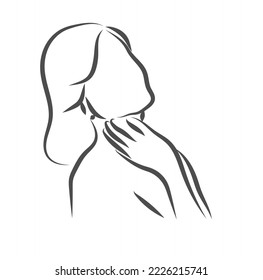 Sketch, Hand drawn, single line art women use for logo poster and background