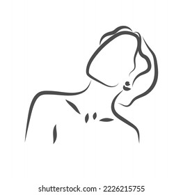 Sketch, Hand drawn, single line art women use for logo poster and background