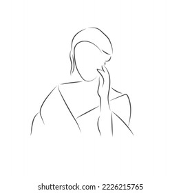 Sketch, Hand drawn, single line art women use for logo poster and background