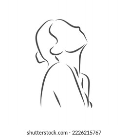 Sketch, Hand drawn, single line art women use for logo poster and background