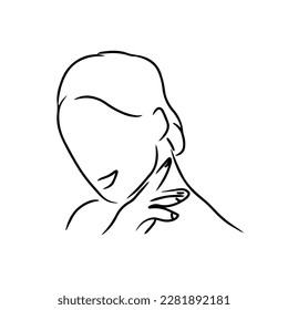 Sketch, Hand drawn, single line art Women  use for logo poster and background