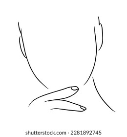 Esbozo Dibujo a mano de una sola línea Las mujeres usan el cartel del logo y el fondo