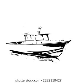 Skizze, handgezeichnet, Einzeilenkartenboot zur Verwendung für Logo-Poster und Hintergrund