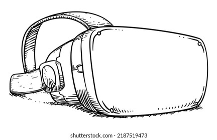 Sketch in hand drawn style of a virtual reality head set.
