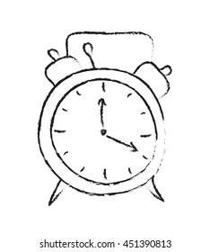 Sketch hand drawn vector retro alarm clock illustration.